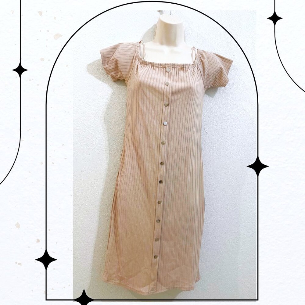 Say What? Chic Nude Ribbed Dress NWT